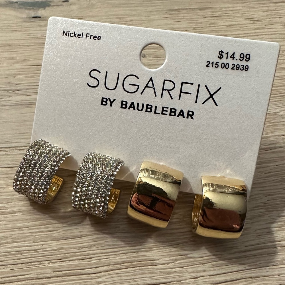 SugarFix BaubleBar Cuff Rhinestone Gold Earrings